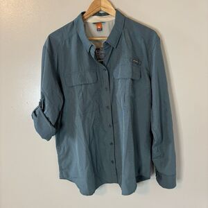 Eddie Bauer NEW Womens Guide Field Shirt Roll Tab Sleeves Teal Sz XL